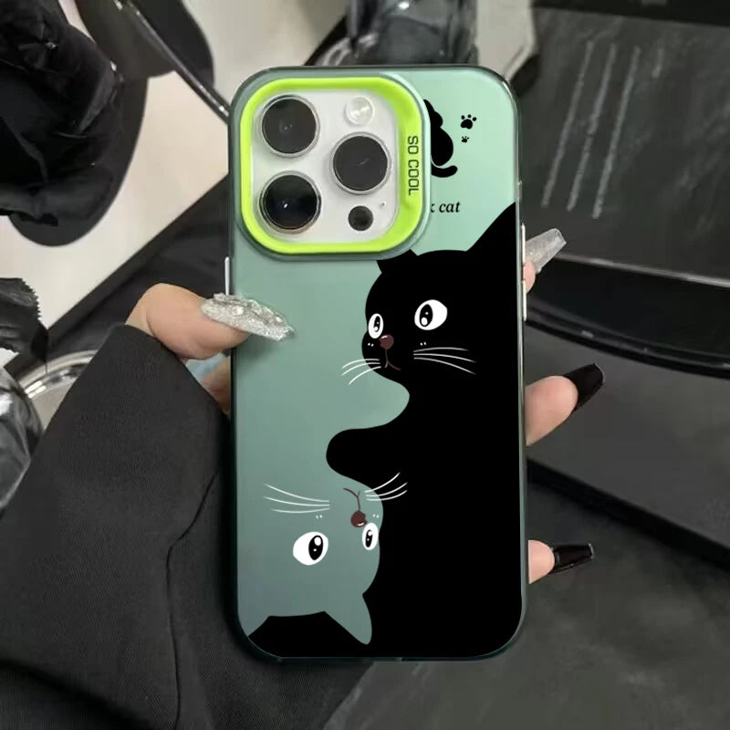 ShadowPaws™ – Cute Black Cat Cartoon Phone Case for iPhone