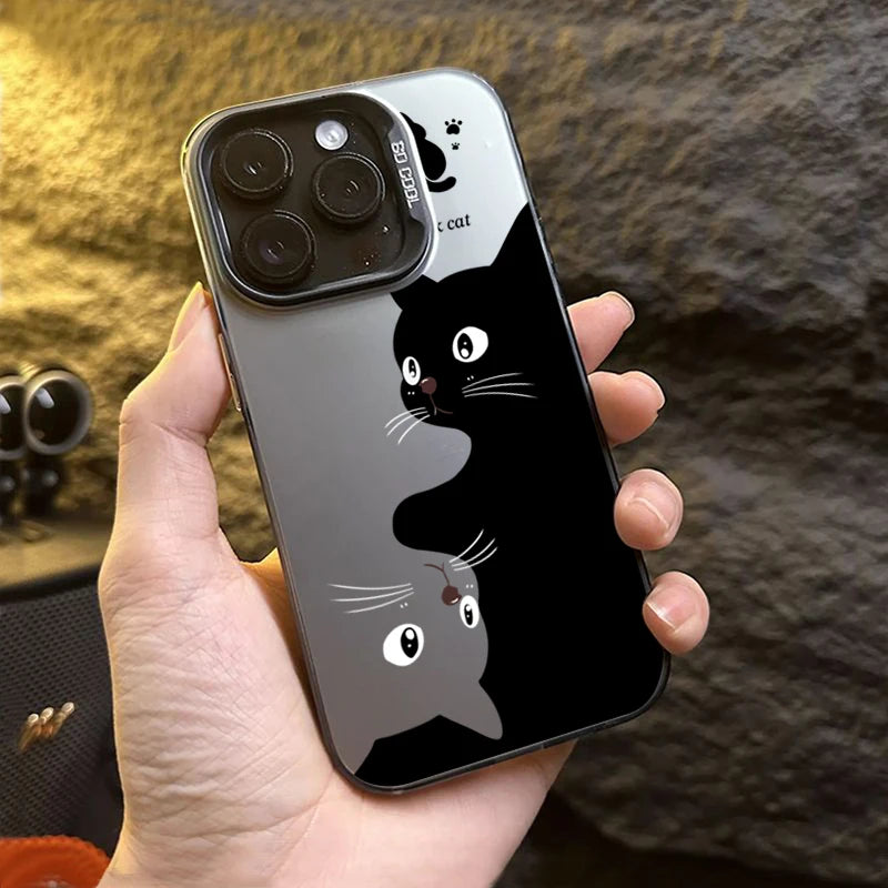 ShadowPaws™ – Cute Black Cat Cartoon Phone Case for iPhone