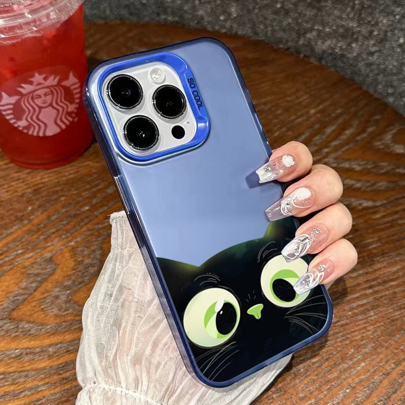 ShadowPaws™ – Cute Black Cat Cartoon Phone Case for iPhone