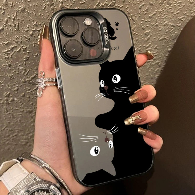 ShadowPaws™ – Cute Black Cat Cartoon Phone Case for iPhone