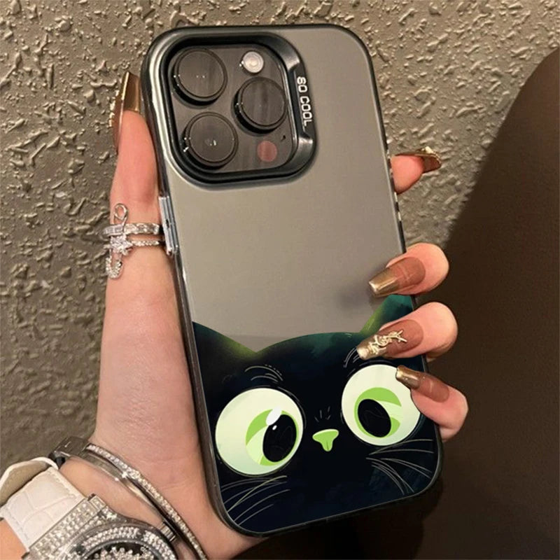ShadowPaws™ – Cute Black Cat Cartoon Phone Case for iPhone