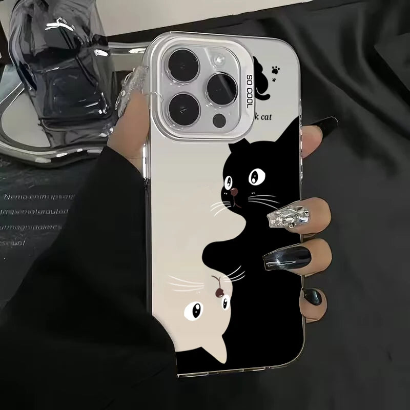 ShadowPaws™ – Cute Black Cat Cartoon Phone Case for iPhone