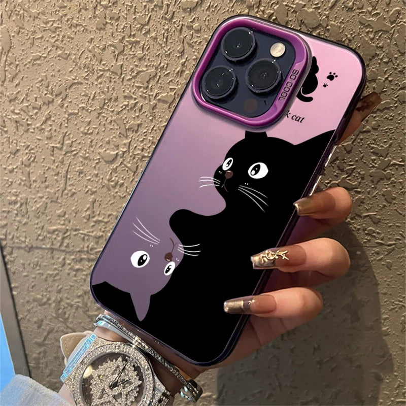 ShadowPaws™ – Cute Black Cat Cartoon Phone Case for iPhone