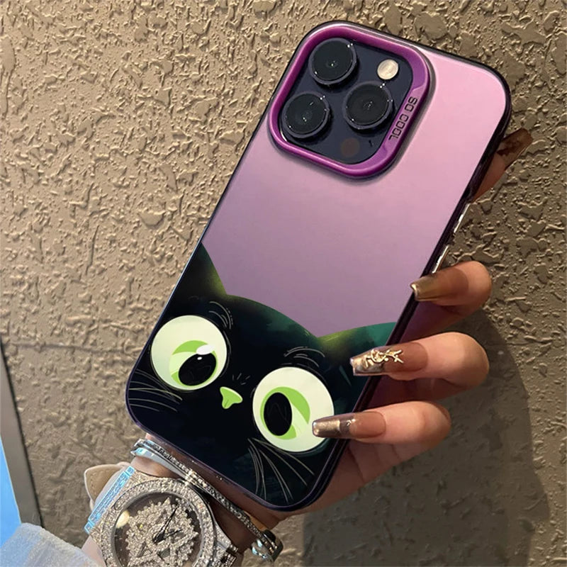 ShadowPaws™ – Cute Black Cat Cartoon Phone Case for iPhone