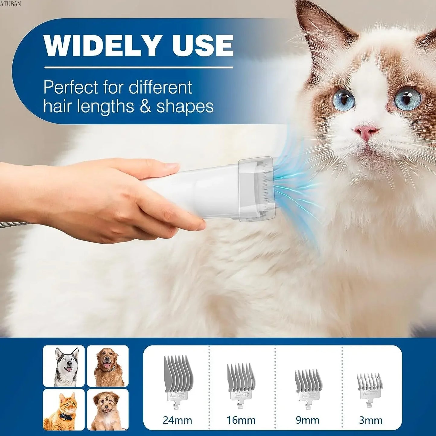 PawTidy™ – All-in-One Cat Brush Vacuum with Large Hair Cup