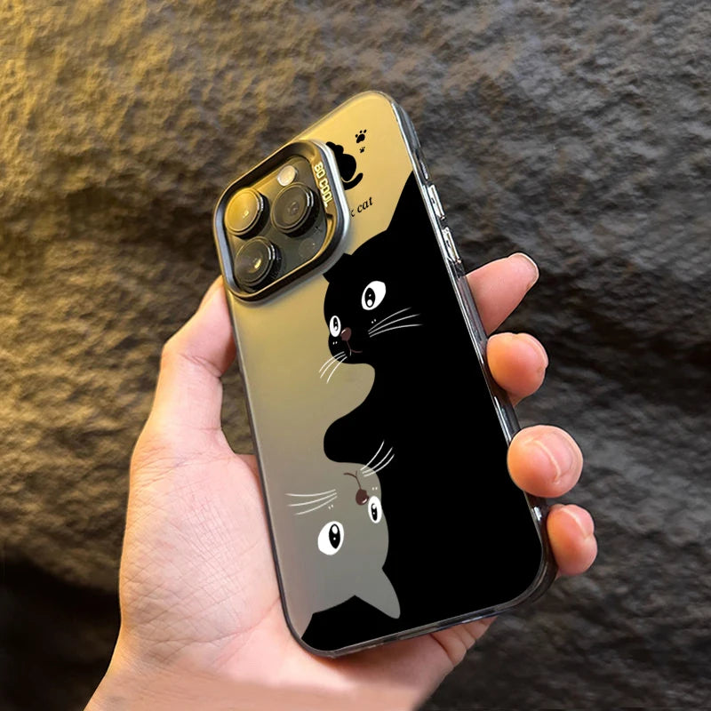ShadowPaws™ – Cute Black Cat Cartoon Phone Case for iPhone