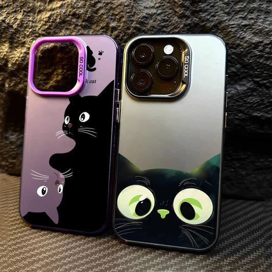 ShadowPaws™ – Cute Black Cat Cartoon Phone Case for iPhone