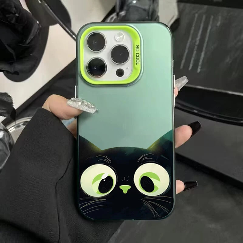 ShadowPaws™ – Cute Black Cat Cartoon Phone Case for iPhone