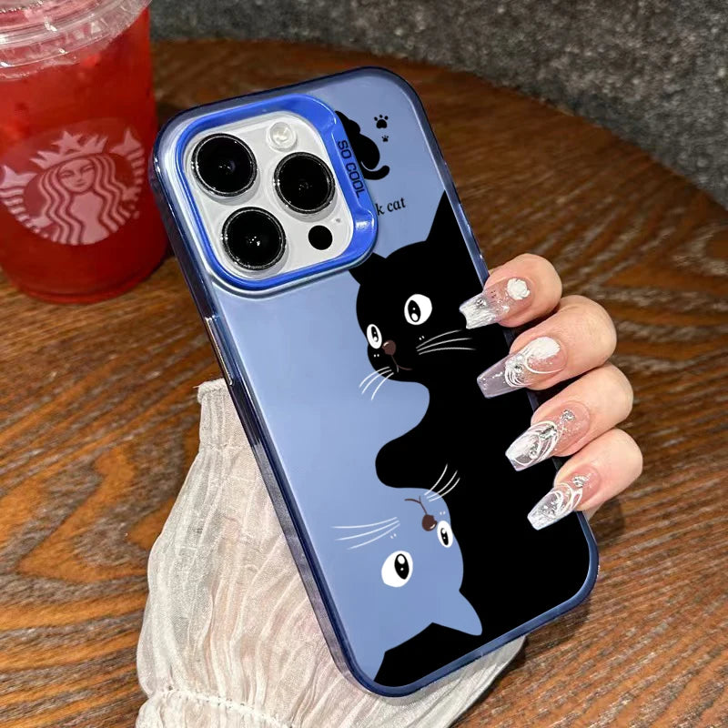 ShadowPaws™ – Cute Black Cat Cartoon Phone Case for iPhone
