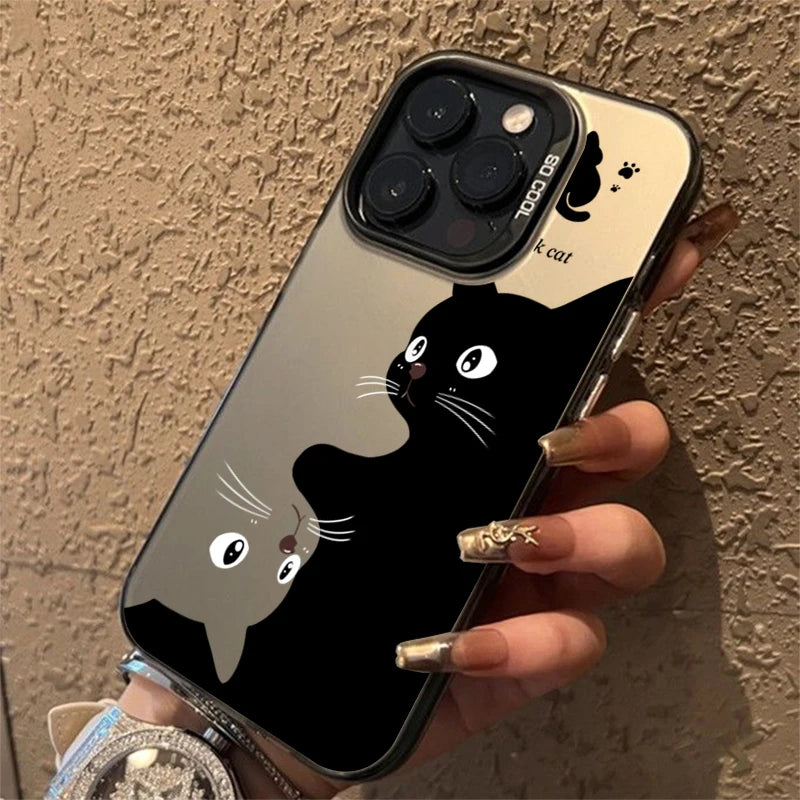 ShadowPaws™ – Cute Black Cat Cartoon Phone Case for iPhone