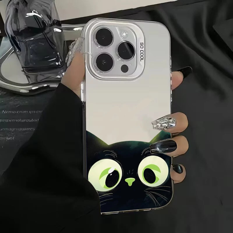ShadowPaws™ – Cute Black Cat Cartoon Phone Case for iPhone