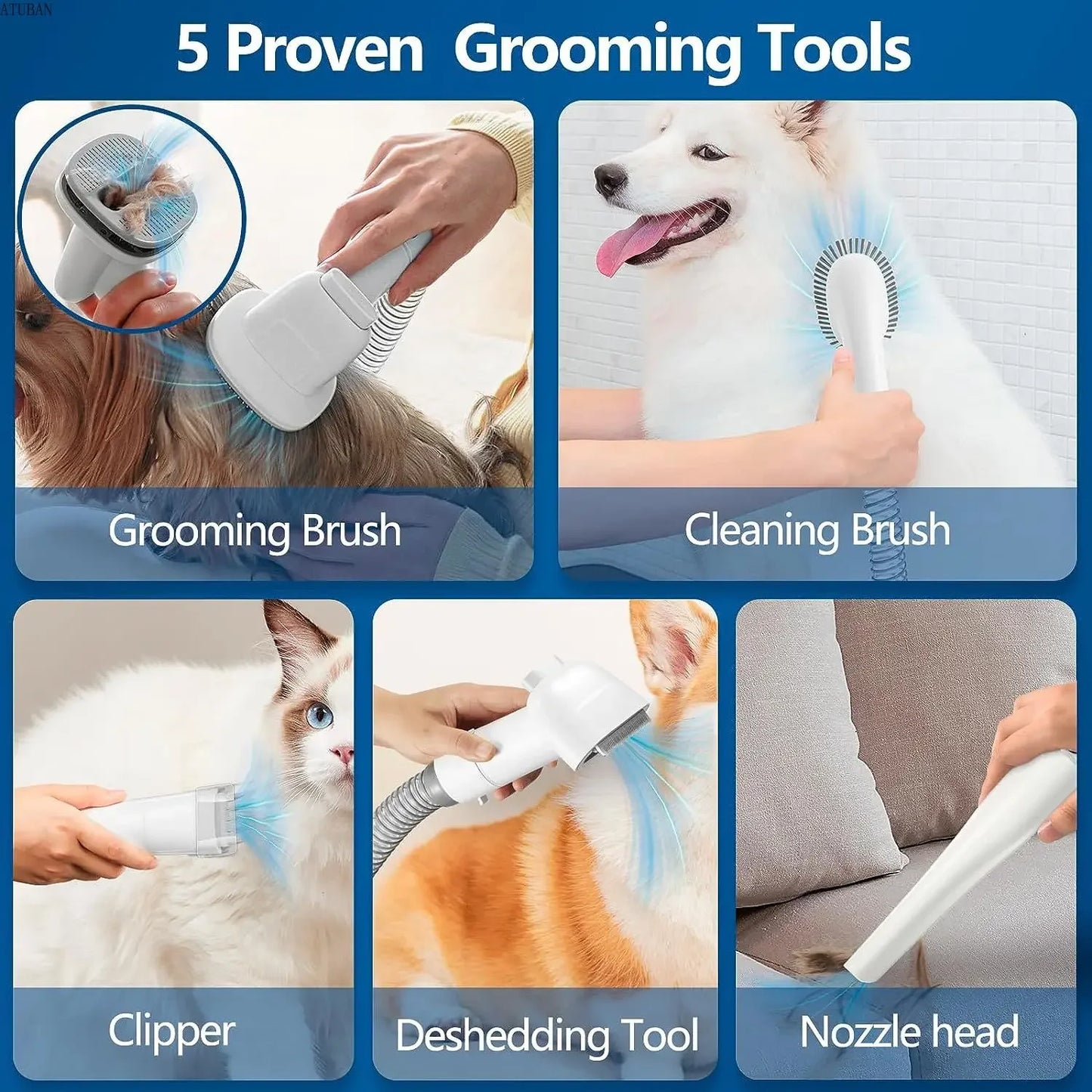 PawTidy™ – All-in-One Cat Brush Vacuum with Large Hair Cup