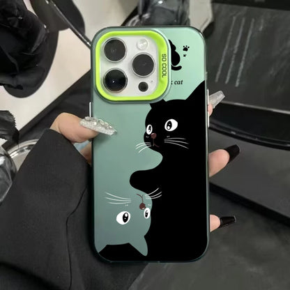 ShadowPaws™ – Cute Black Cat Cartoon Phone Case for iPhone