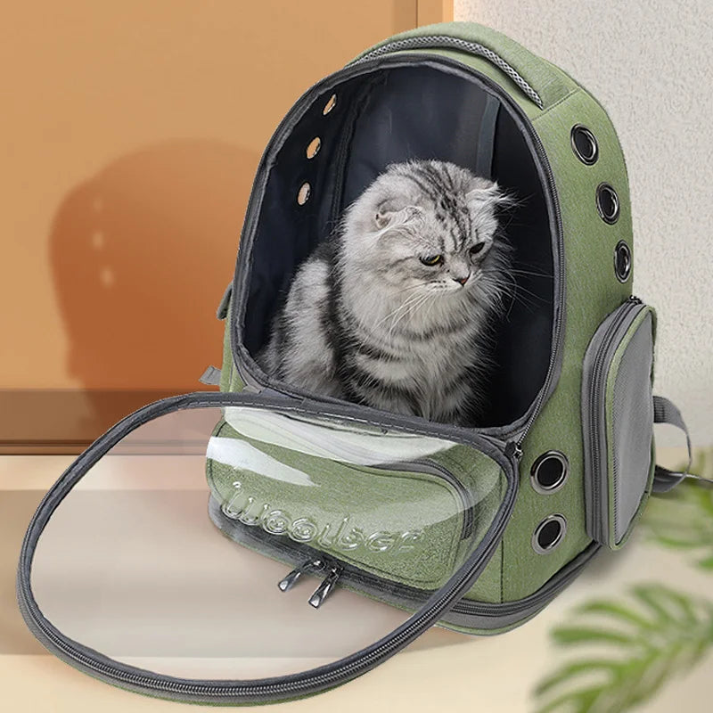 PawVoyage™ – Outdoor Transparent Pet Backpack for Comfortable Travel – Cat Meow