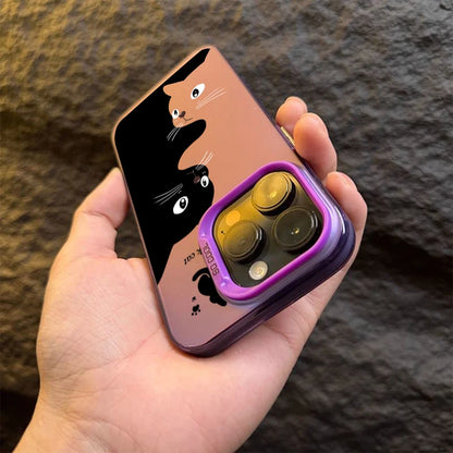 ShadowPaws™ – Cute Black Cat Cartoon Phone Case for iPhone