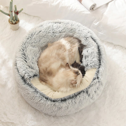 CalmWhiskers™ – Anti-Anxiety Round Cat Bed with Plush Cover