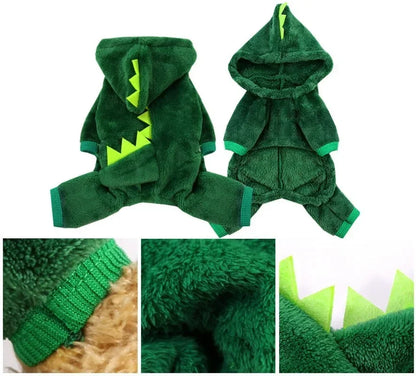 DinoSnuggle™ – Warm Halloween Dinosaur Costume for Small Dogs & Cats